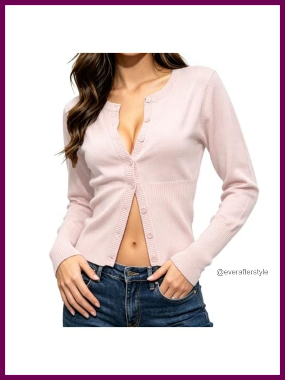 Y2K Crop Knit Henley Button Cardigan Long Sleeve Slim Fit